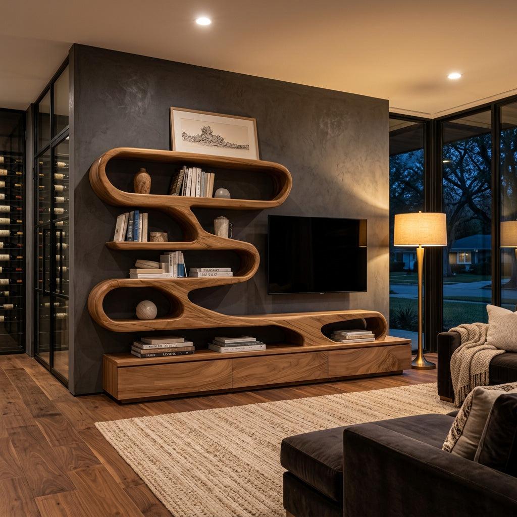 Modern Organic Wall TV Shelf System For Living Room