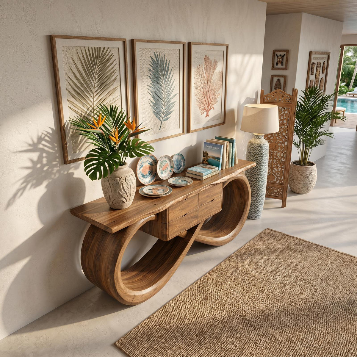 Organic Sculptural Console Table Contemporary Hallway