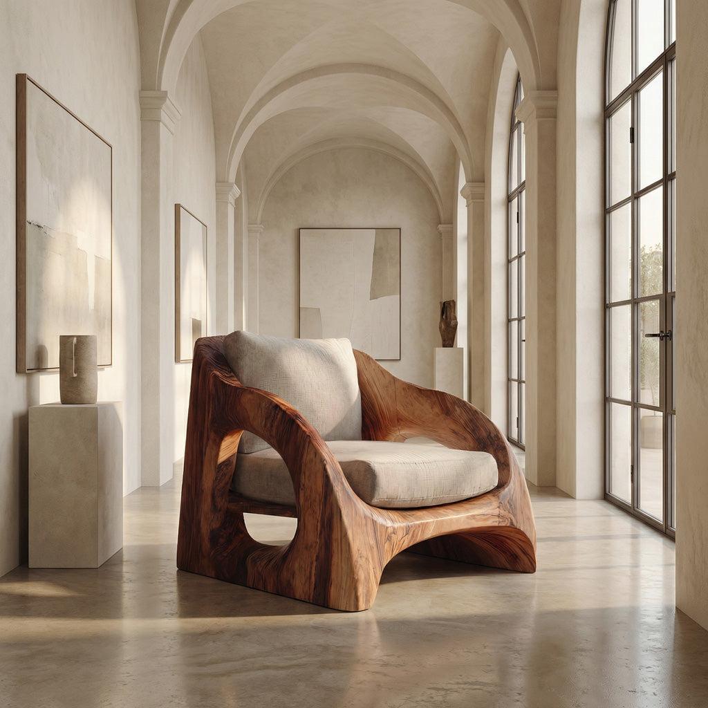 Mid Century Armchair With Sculptural Design For Living Room RTTHHNCHR102