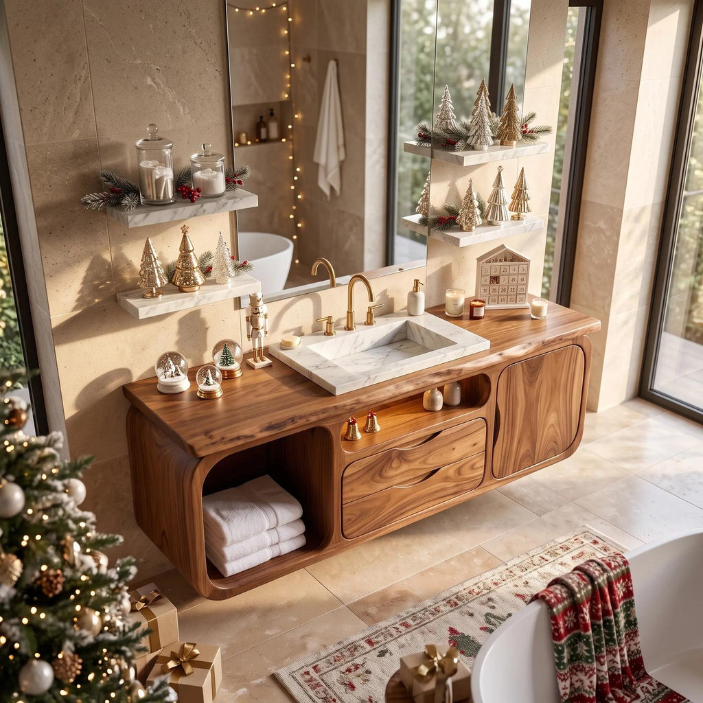 Organic Modern Nutcracker Storage Bathroom Vanity Luxury Villa