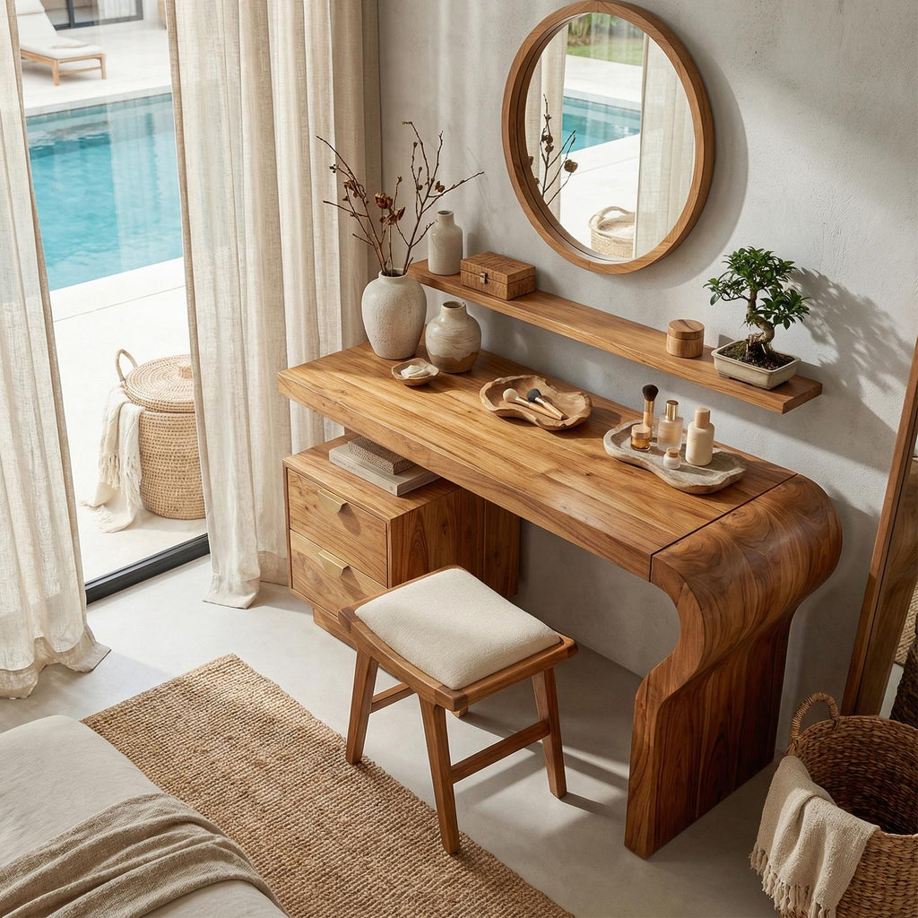 Spry Interior Minimalist Wood Vanity Table, Modern Dressing Desk & Makeup Vanity for Bedroom & Walk-In Closet, SILDTTRMV015
