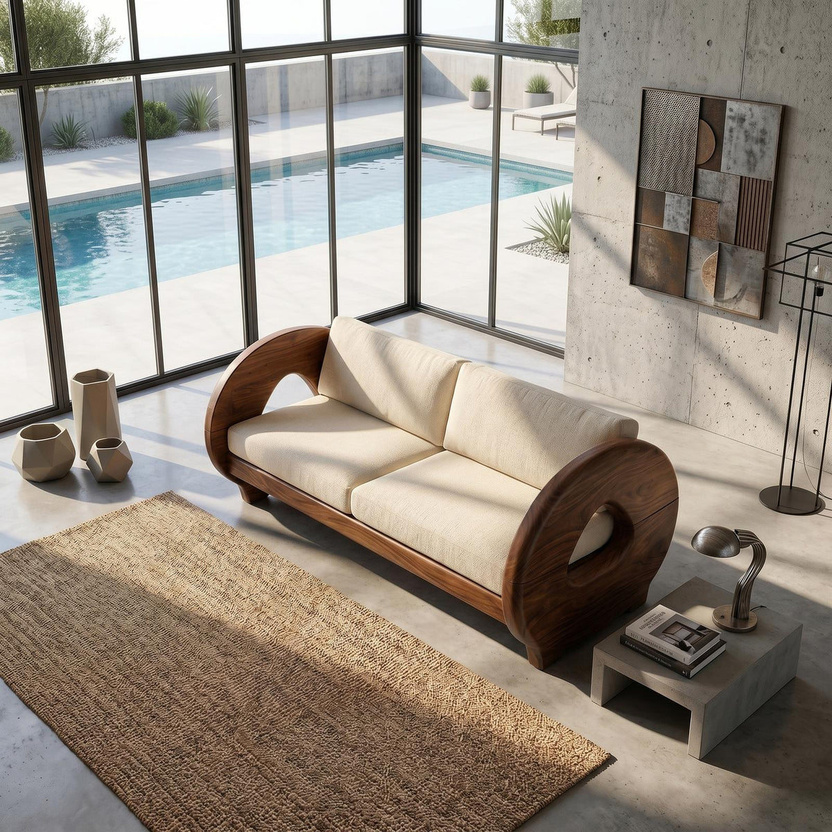 Sculptural Circular Arm Sofa Wellness Retreat Interior SILDTTRSFA005