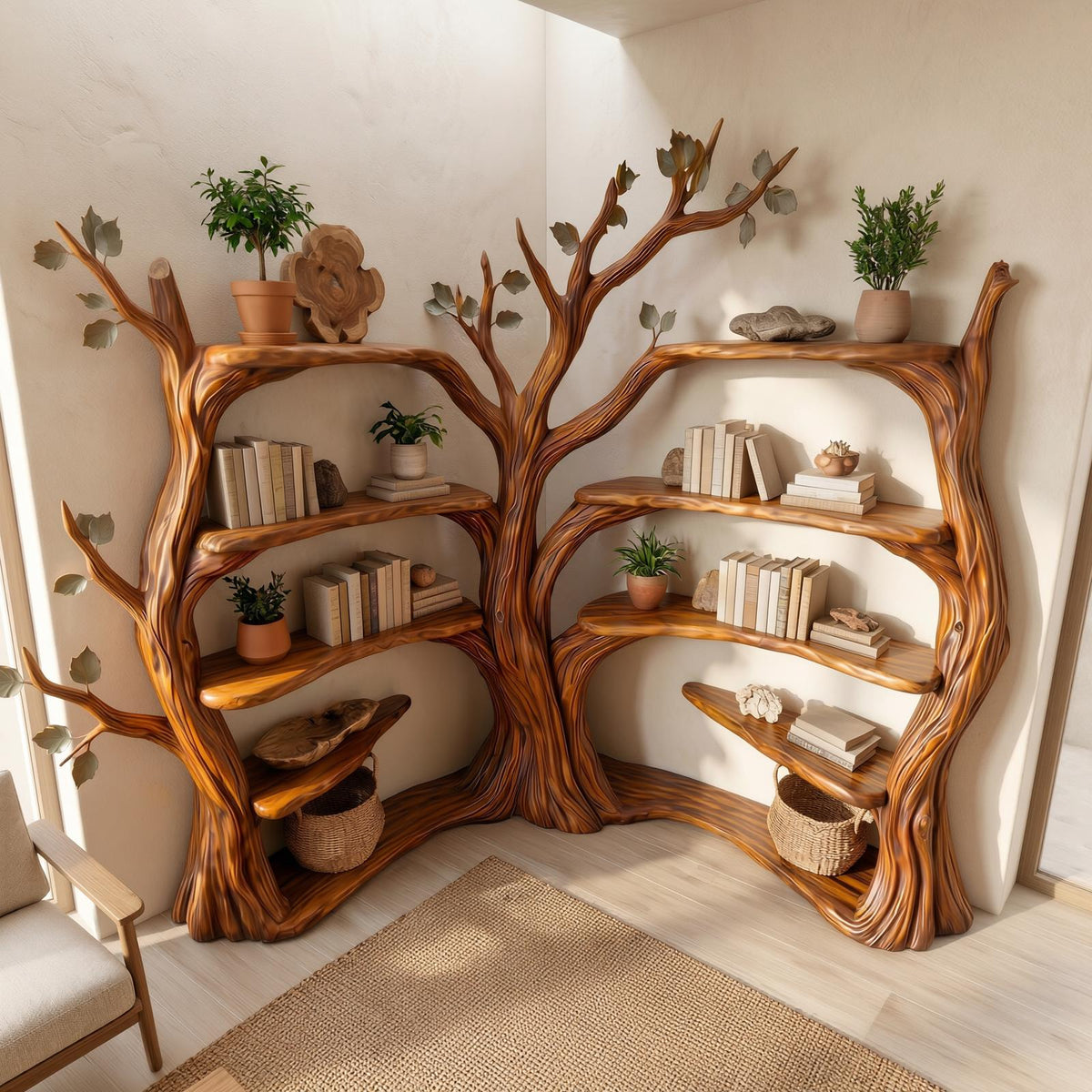 Tree Corner Bookshelf For Living Room And Reading Room