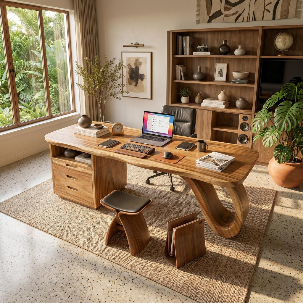 Organic Sculptural Executive Desk Luxury Workspace