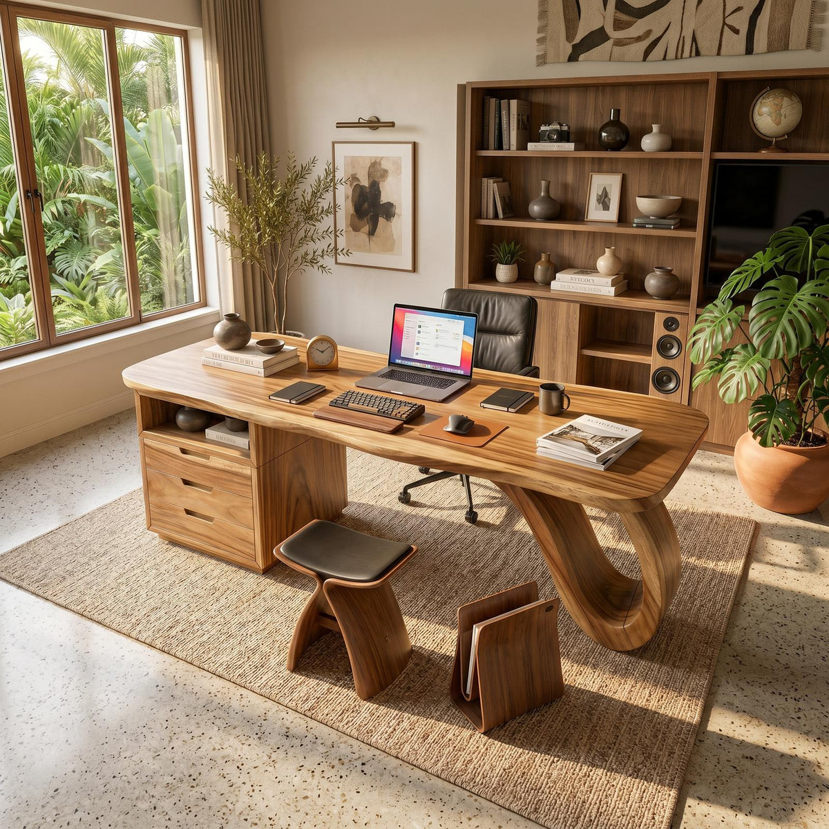 Organic Sculptural Executive Desk Luxury Workspace