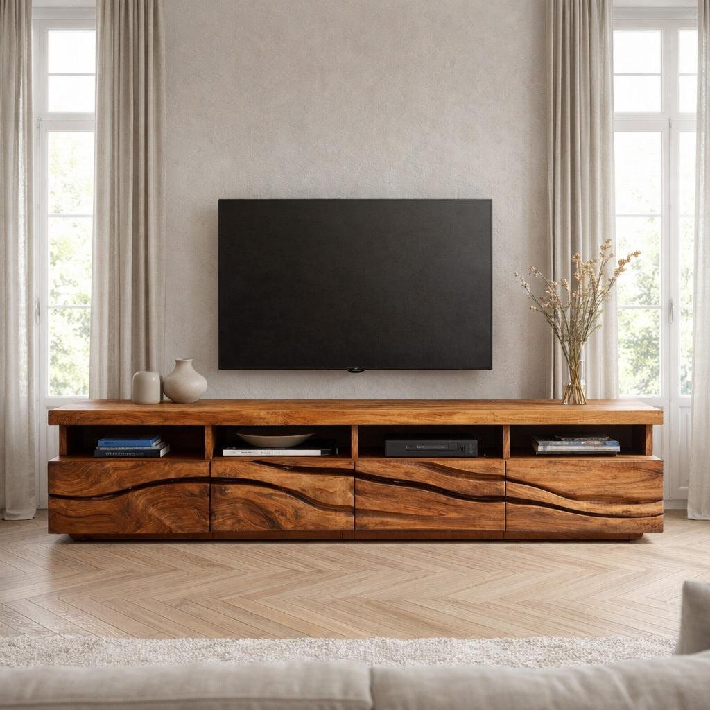 Handcrafted Media Cabinet Console For Living Room