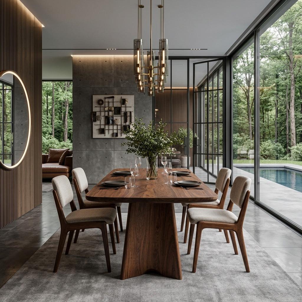 Spry Interior Modern Sculptural Dining Table, Handcrafted Solid Wood Kitchen Dining Table for Contemporary Homes, Model RTTHHNDN033