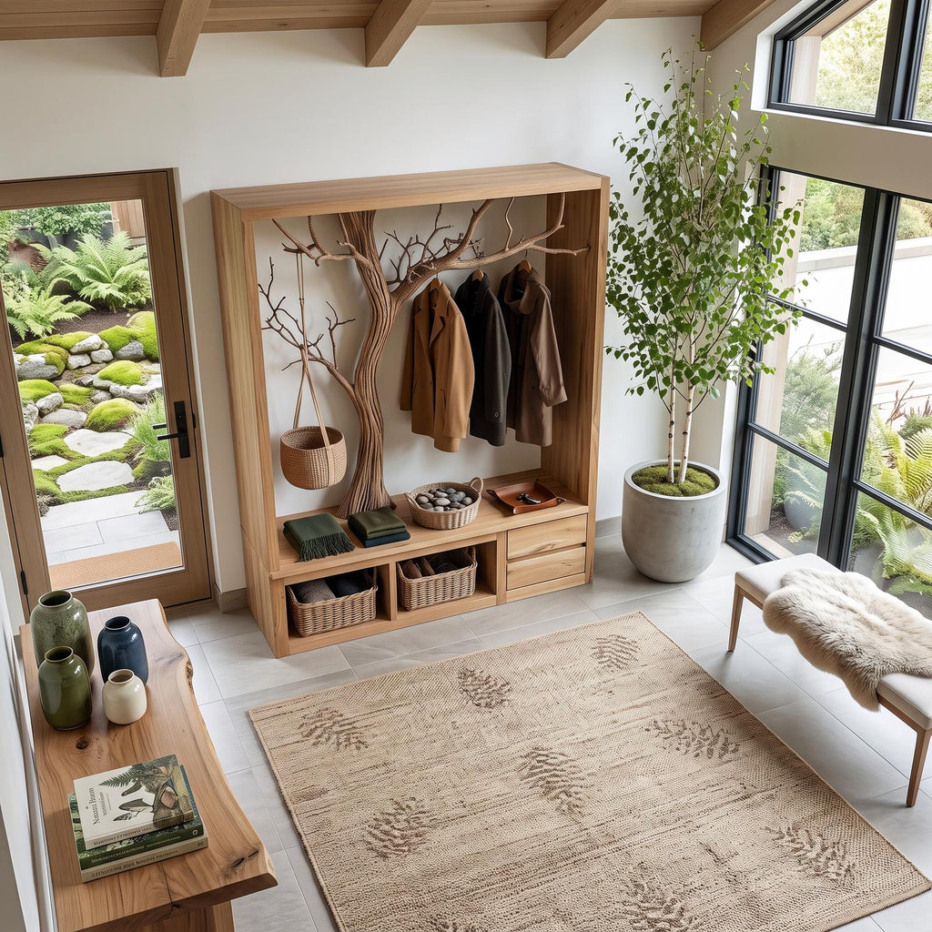 Rustic Wooden Tree Branch Entryway Cabinet Dressing Room