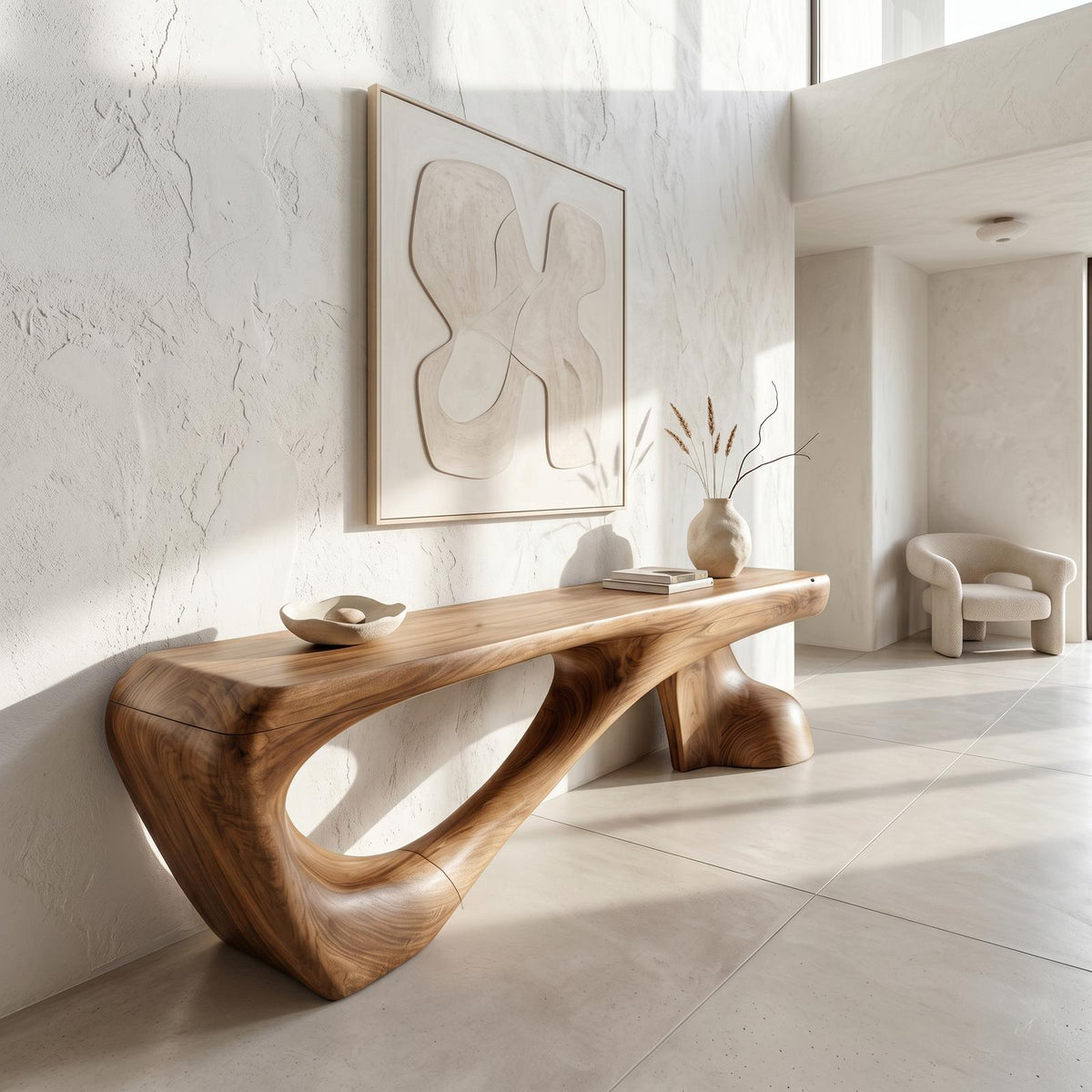 Rustic Console Table, Organic Tree Root Inspired Wood Entryway Table for Hallway & Living Room Decor