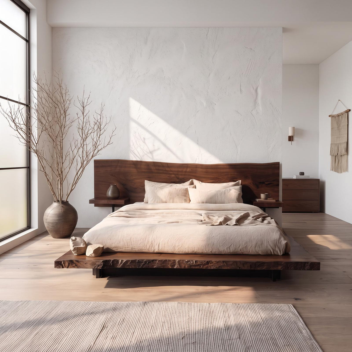 Rustic Wooden Bedframe Farmhouse Bedroom SINLSAWB028
