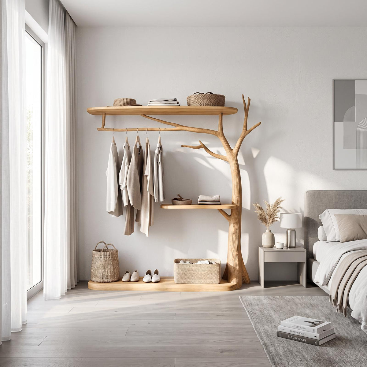 Rustic Wardrobe Rack Entryway Mudroom Storage