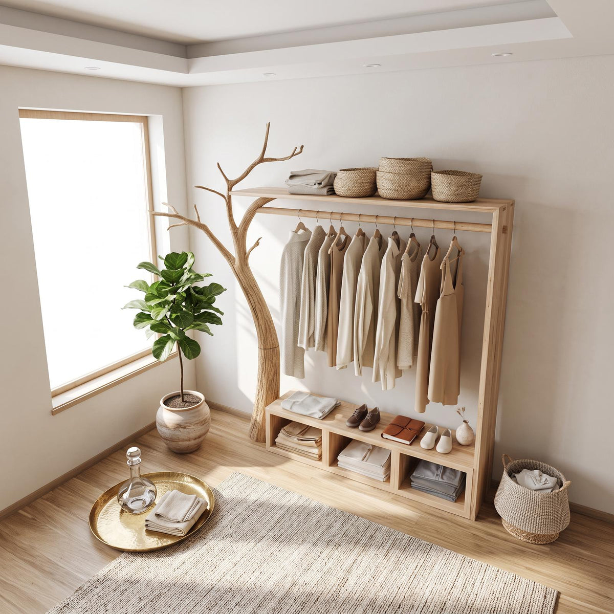 Rustic Tree Coat and Clothing Rack Living Room