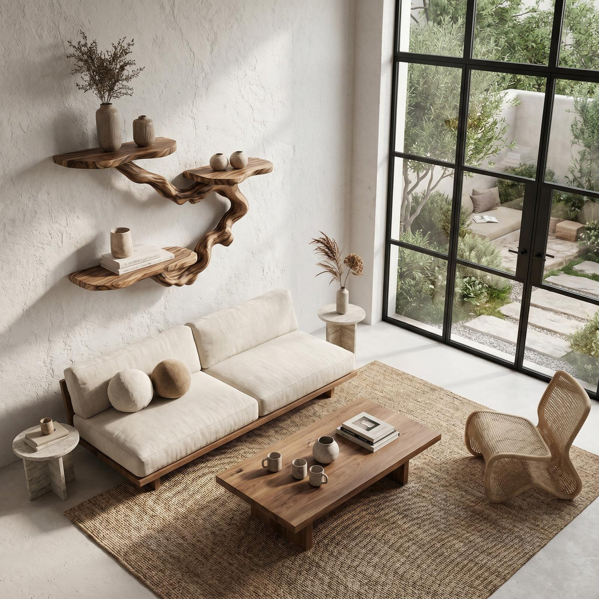 Rustic Floating Shelf with Display Storage, Solid Wood Wall Mounted Organizer Ledge