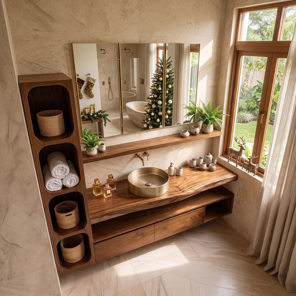 Handcrafted Scandinavian Reindeer Bathroom Vanity Nordic Retreat