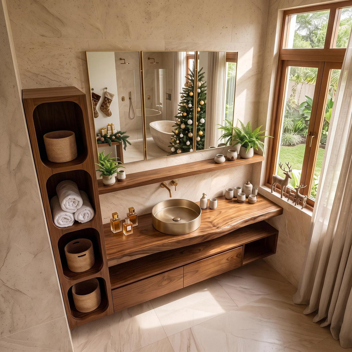 Handcrafted Scandinavian Reindeer Bathroom Vanity Nordic Retreat