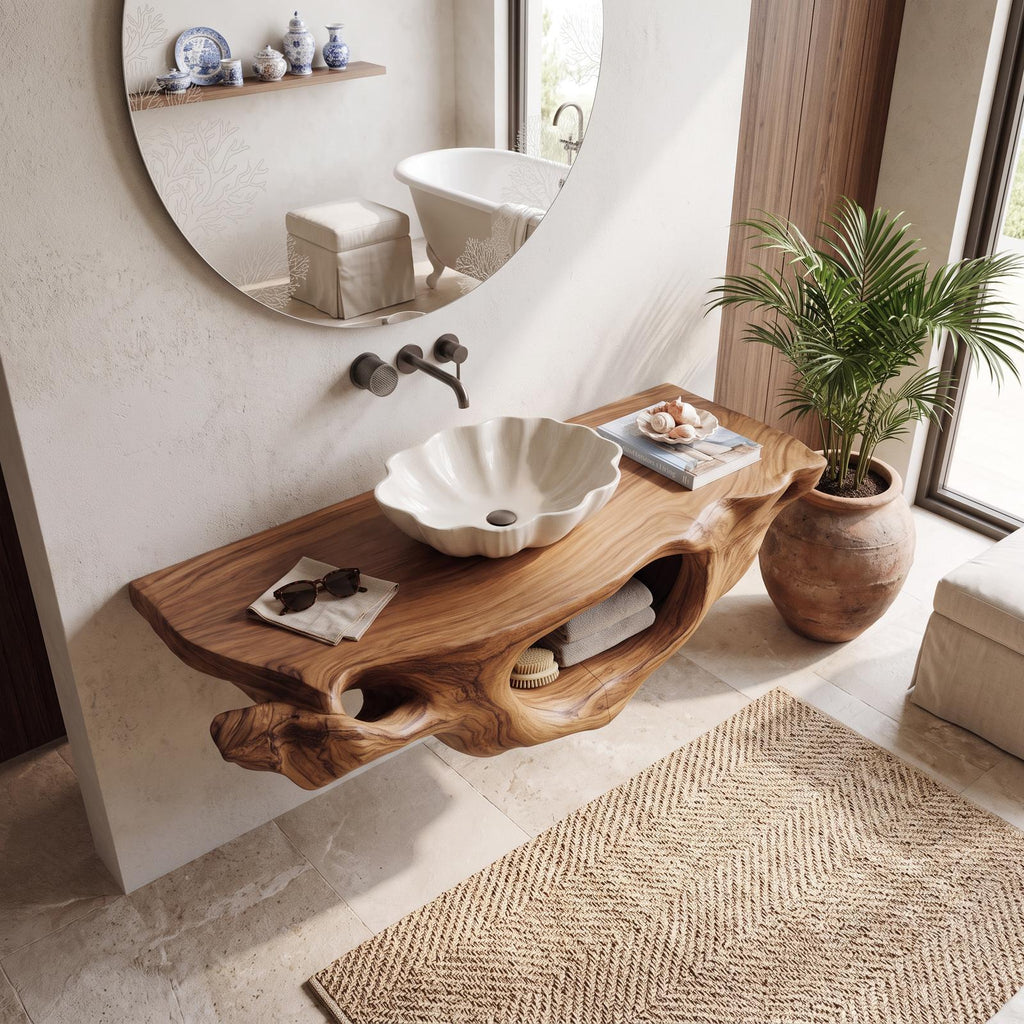 Farmhouse Live Edge Vanity For Bathroom Decor Ideas
