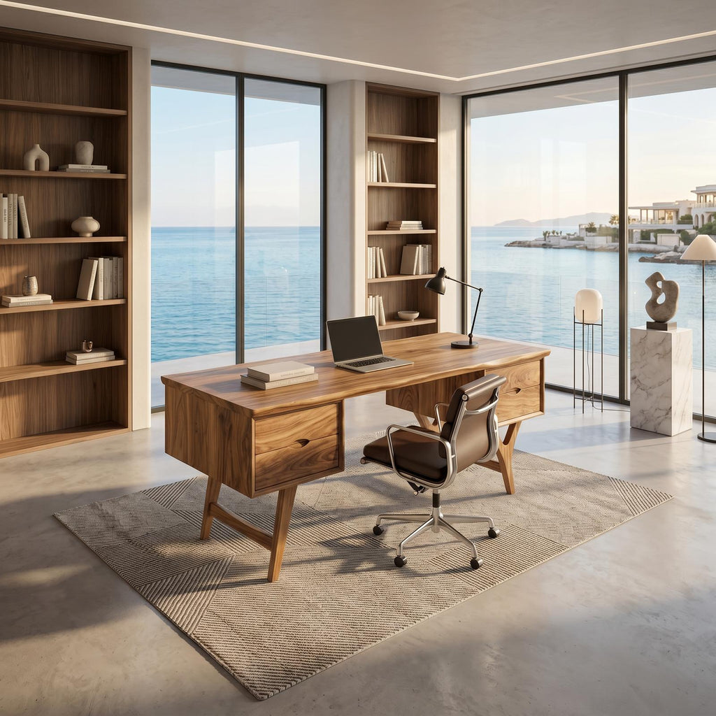 Mid Century Executive Desk Modern Workspace