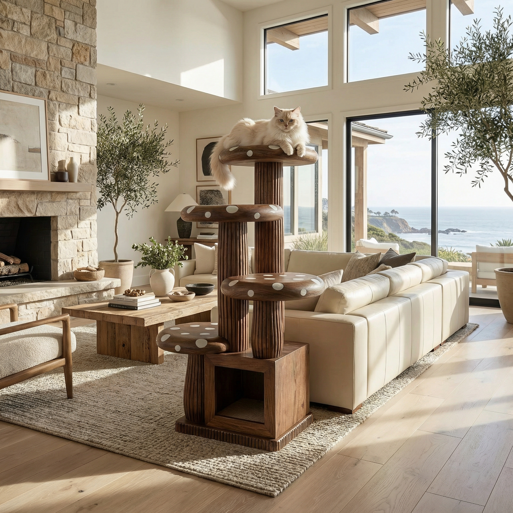 Modern Artistic Musrhroom Cat Tree For Living Room And Pet Corner