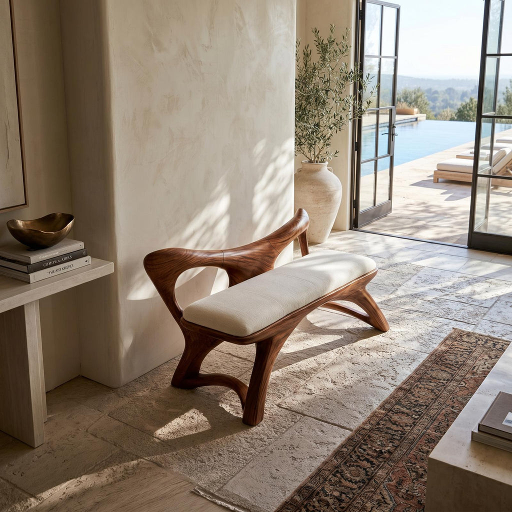 Organic Modern Wooden Bench Luxury Entryway
