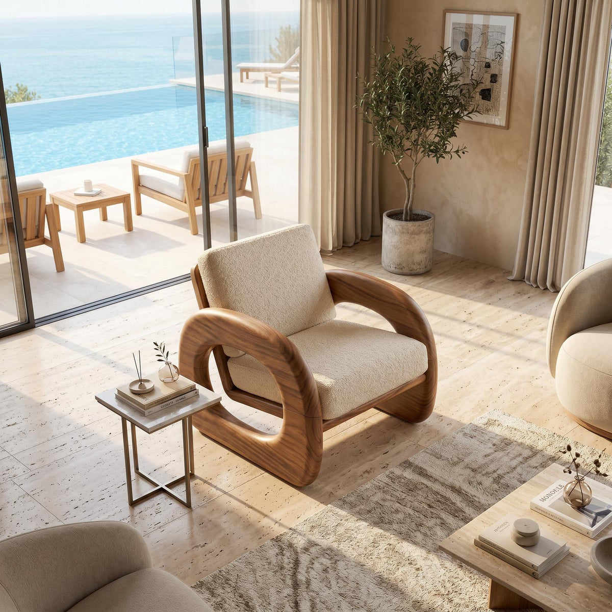 Resort Style Sculptural Armchair Wellness Reception Area SILDTTRCHR003