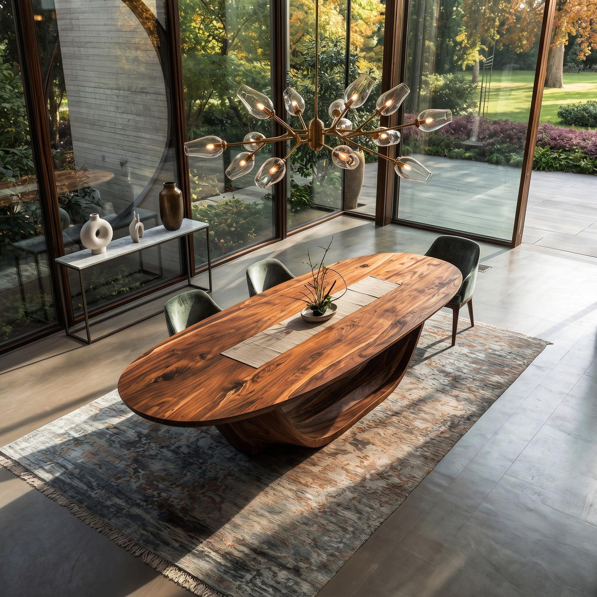 Contemporary Open Base Oval Dining Table For Dining Room
