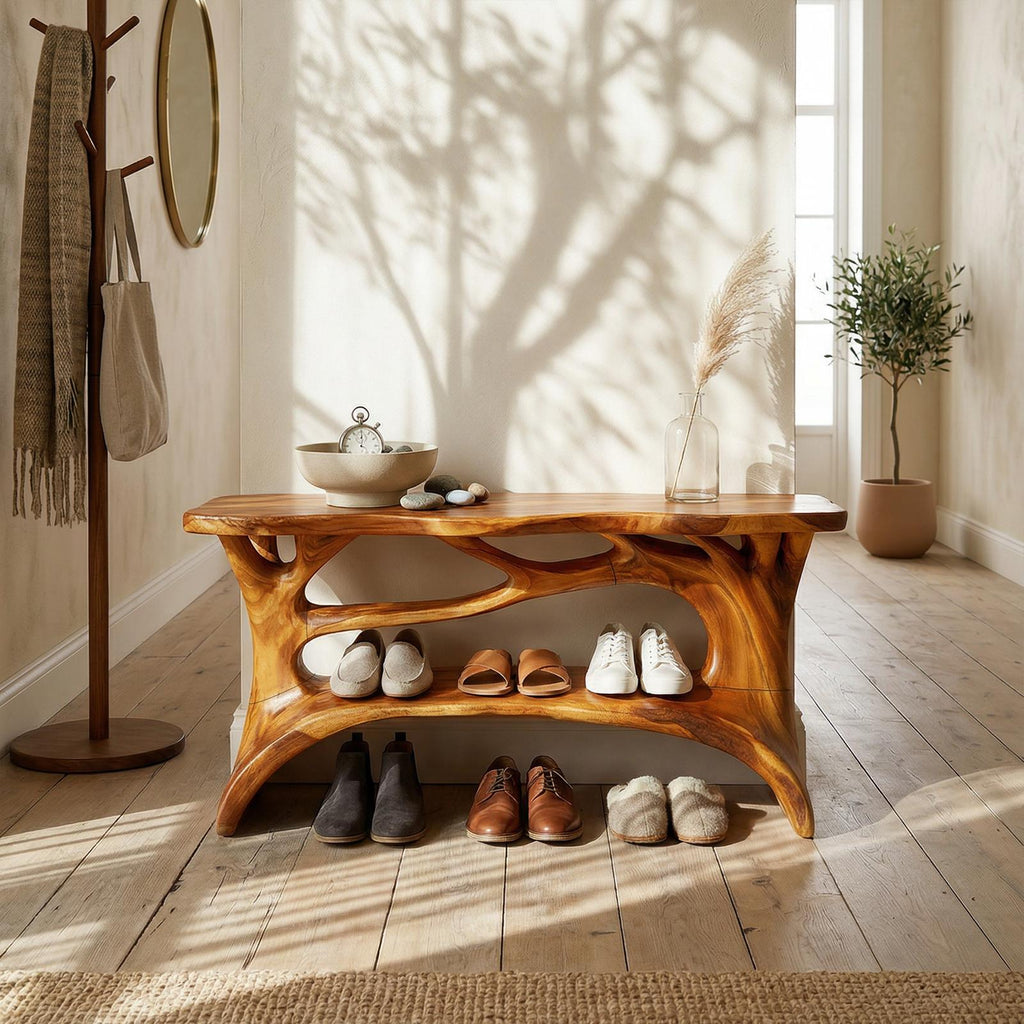 Minimalist Shoe Rack Shelf, Wooden Multi-Shelf Organizer for Mudroom Entryway Storage