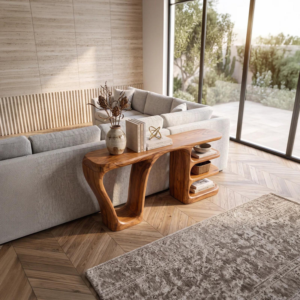 Minimalist Layered Console Table For Living Room