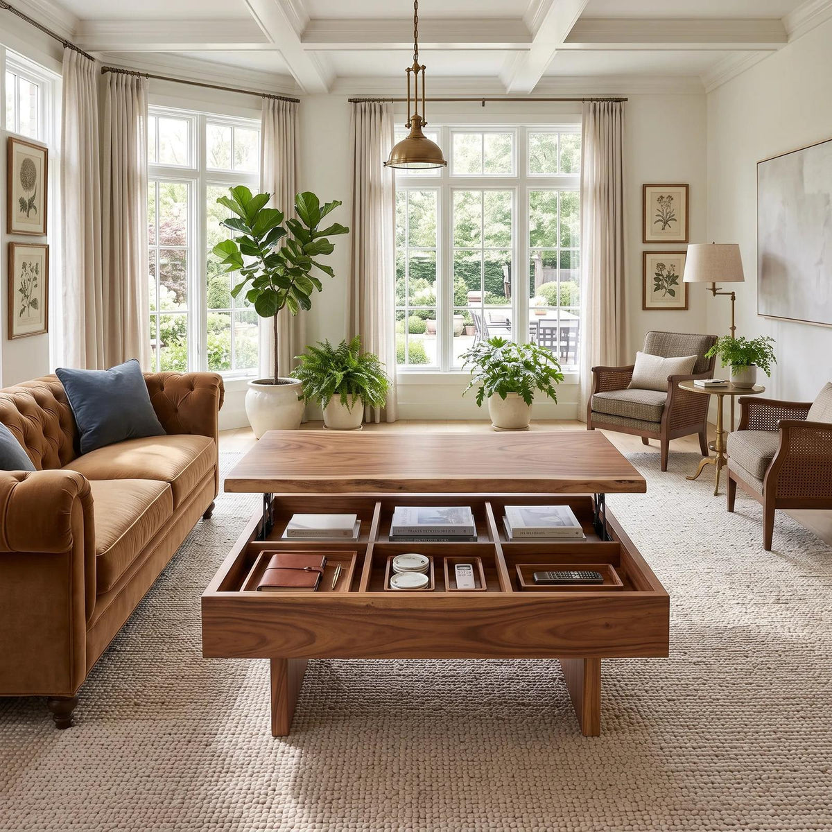 Contemporary Storage Lift Top Coffee Table City Apartment