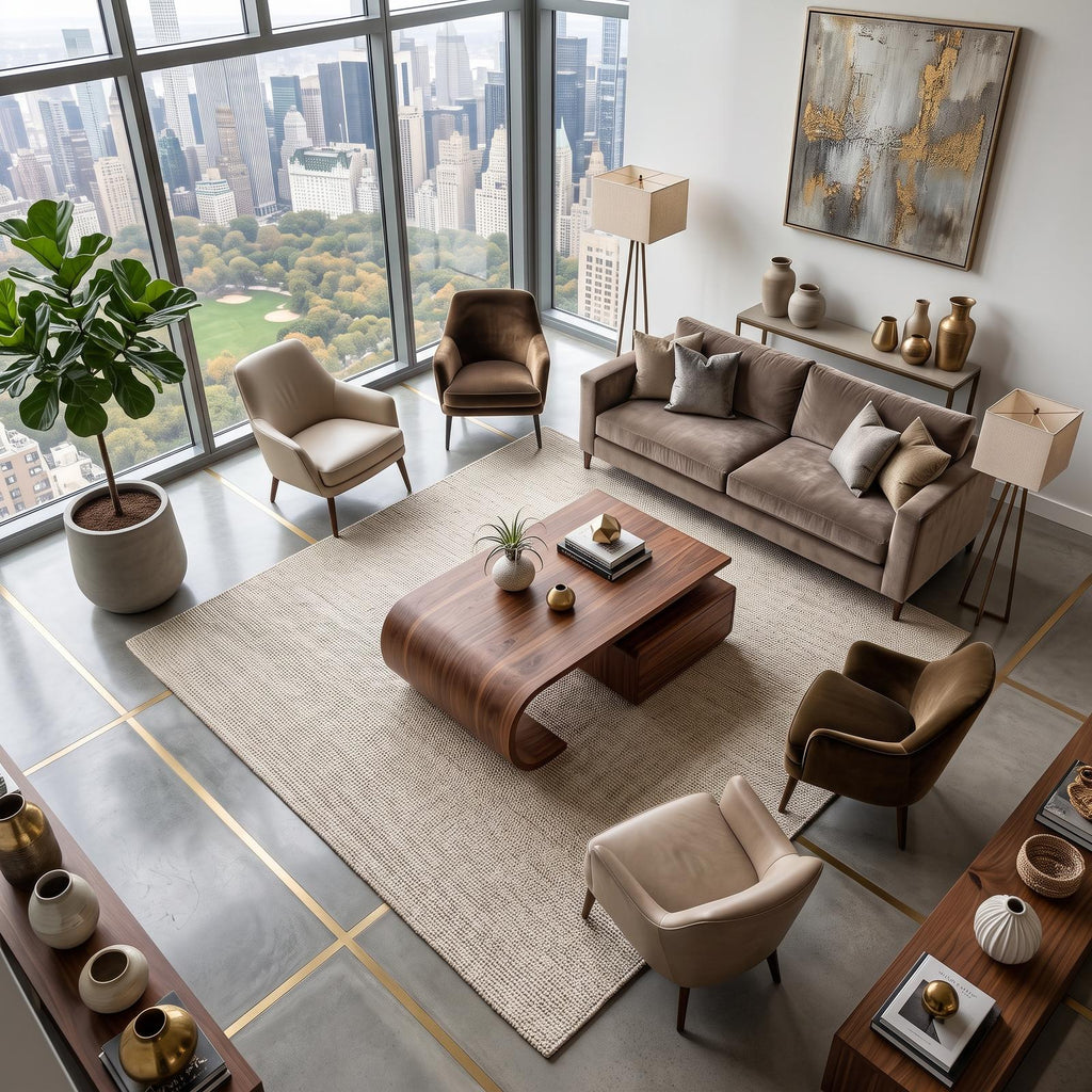 Minimalist Wooden Coffee Table with Hidden Drawer, Modern Low Profile Center Table for Living Room, Model