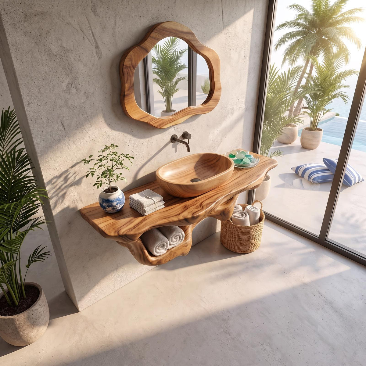 Mid Century Live Edge Floating Vanity Best Bathroom Decor