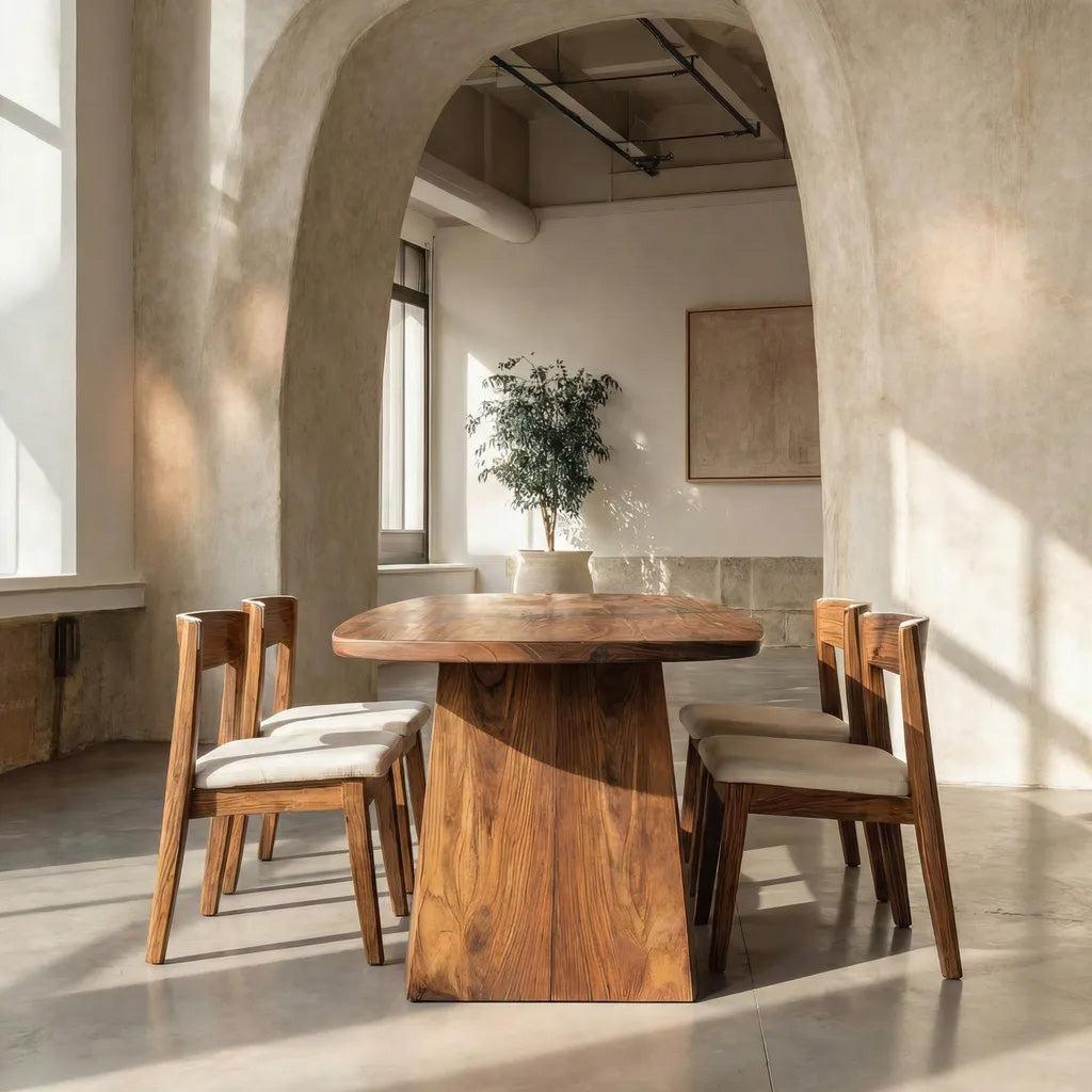 Spry Interior Minimalist Architectural Wooden Dining Table, Modern Geometric Kitchen Table for Dining Room, Model RTTHHNDN014