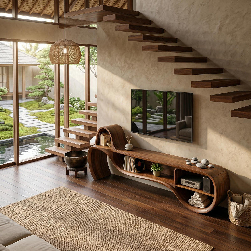 Modern Floating TV Console, Wall-Mounted Wooden Media Cabinet Entertainment Center
