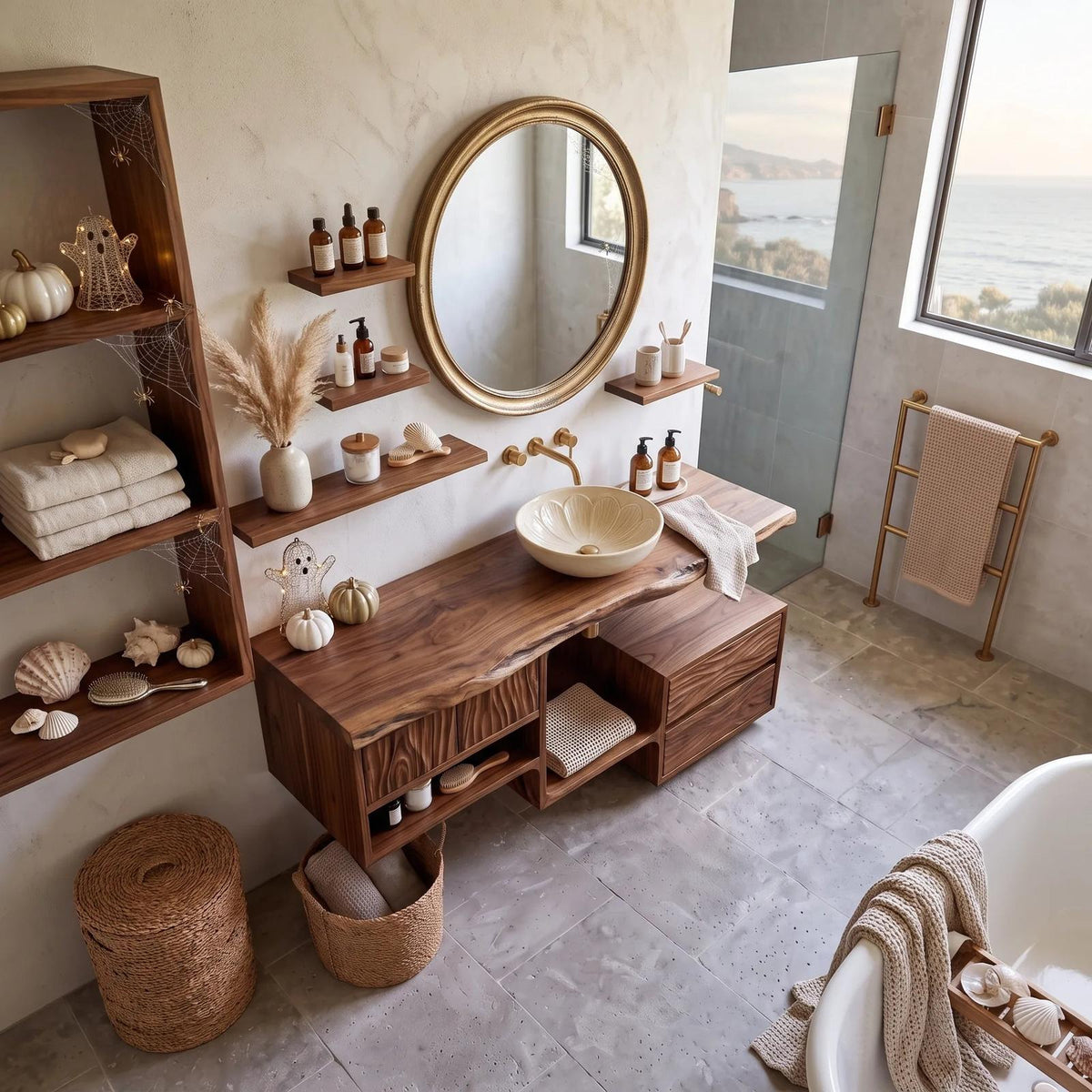 Mid Century Pumpkin Bathroom Vanity Modern Ensuite