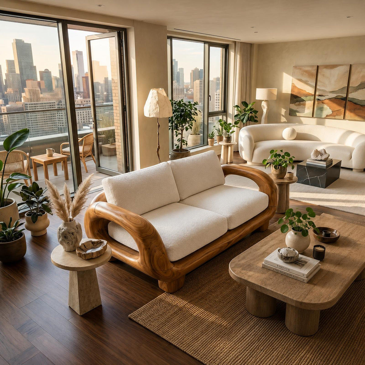 Japandi Organic Sofa Zen Courtyard Residence
