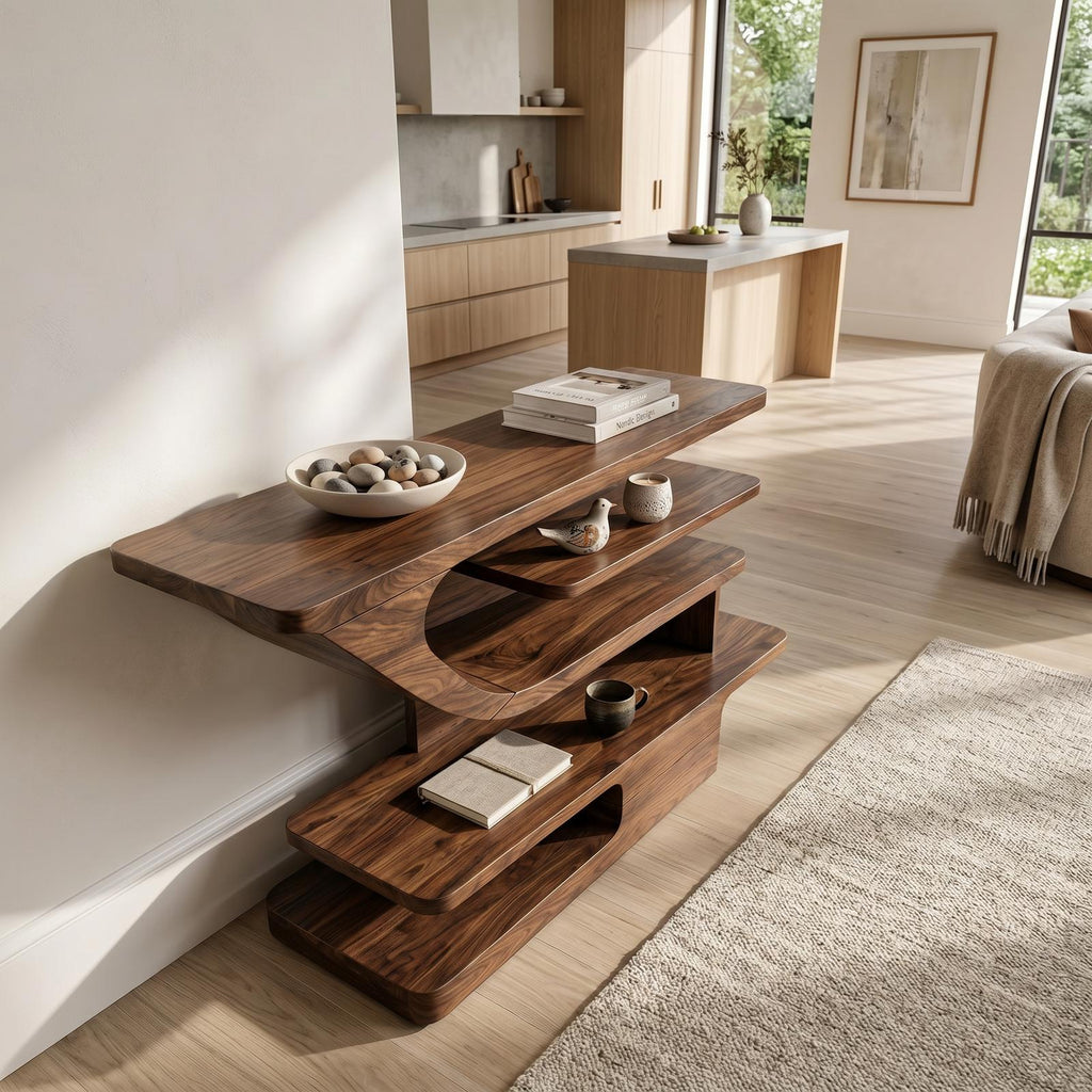 Modern Open Shelf Console Table Luxury Living Room