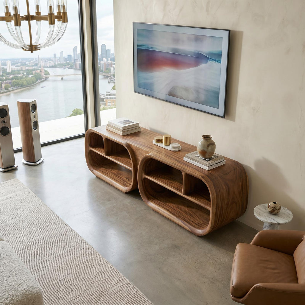 Luxury TV Console Architectural Wood Design
