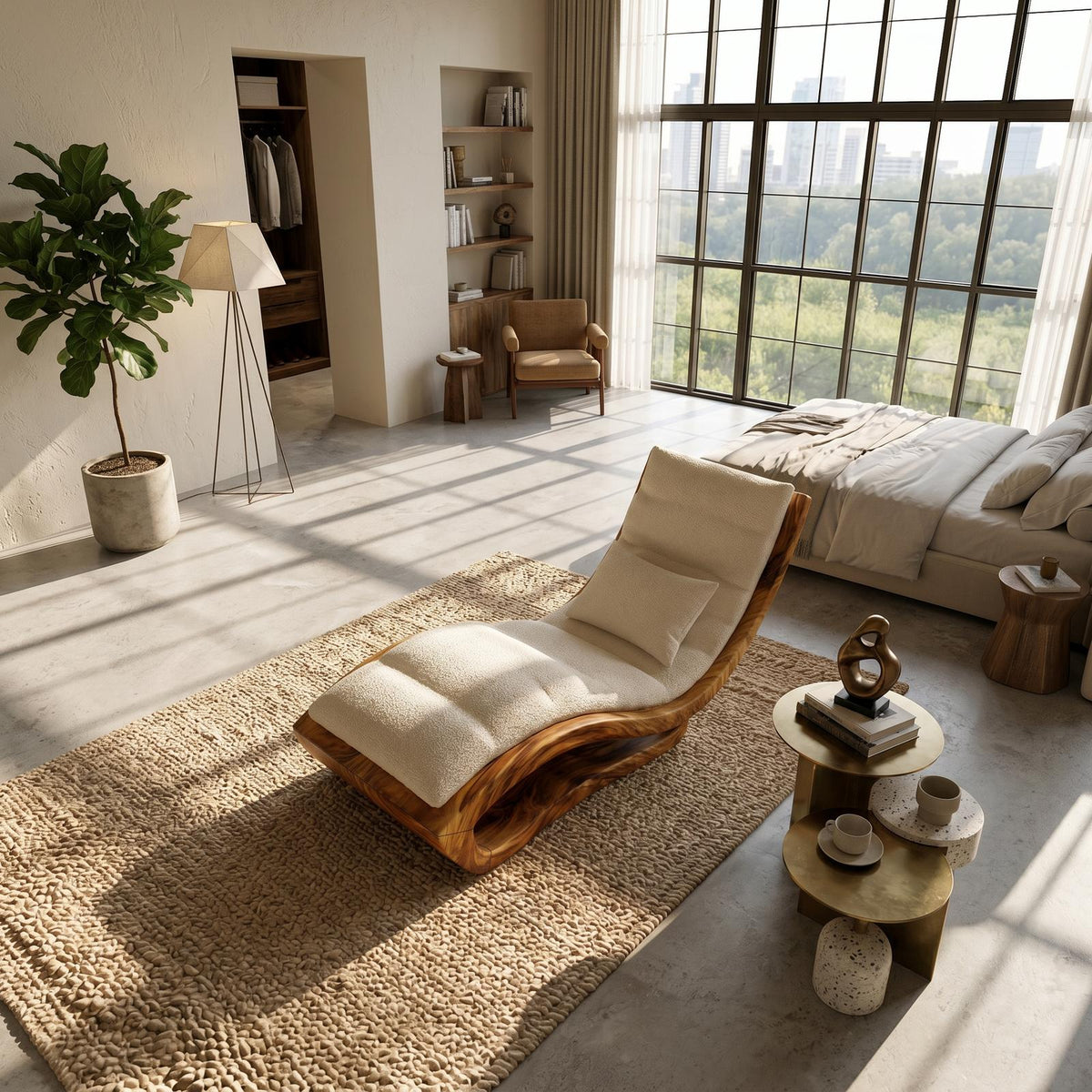 Spry Interior Organic Modern Wooden Daybed, Minimalist Luxury Lounge Sofa Bed for Living Room & Studio, SILDTTRDB002