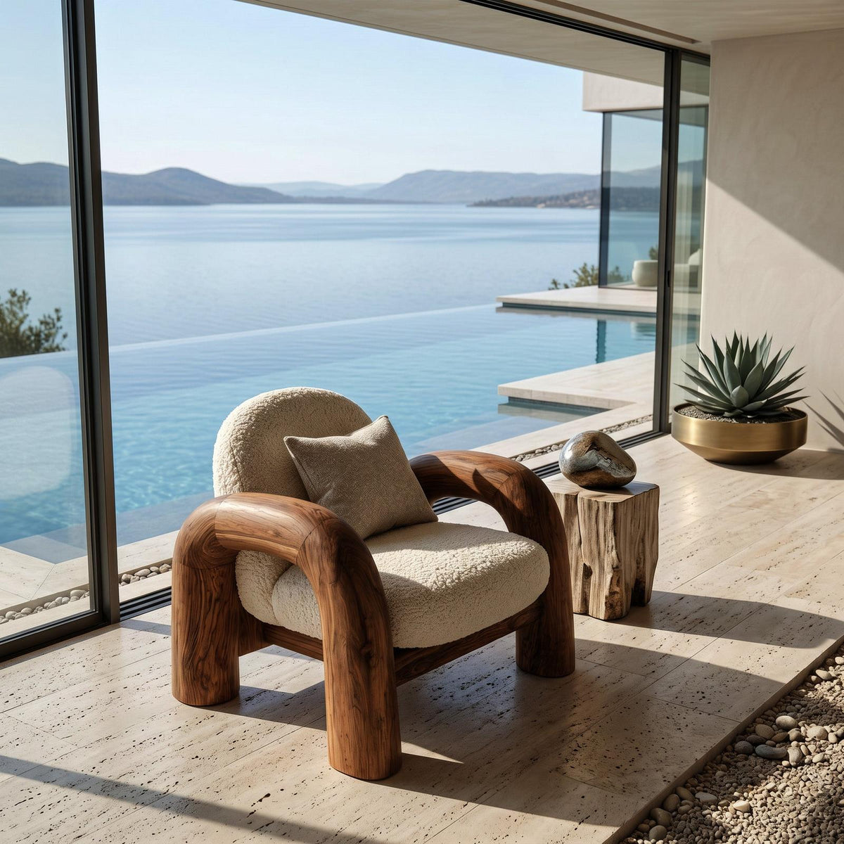 Contemporary Wooden Armchair For Reading Corner