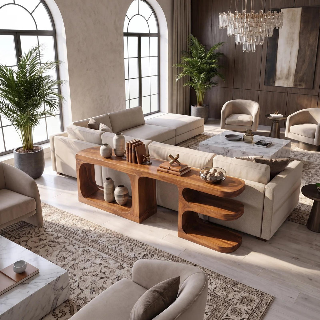 Contemporary Rounded Console Cabinet For Living Room SILDTTNCS199