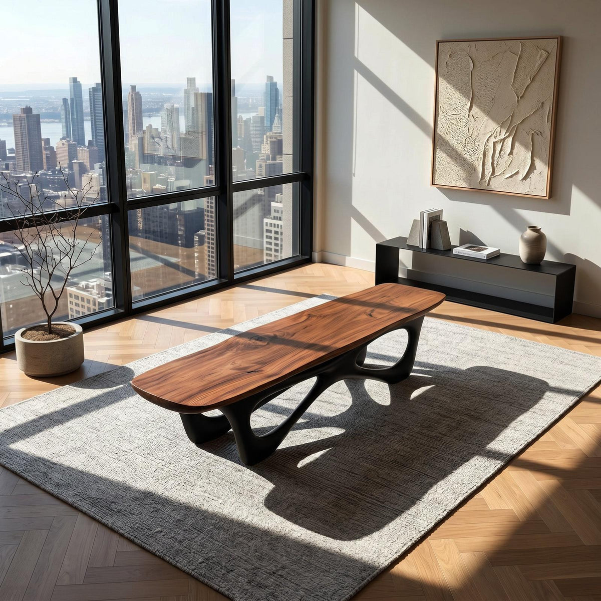 Curved Wooden Statement Bench For Modern Apartment RTTHHNCHR158