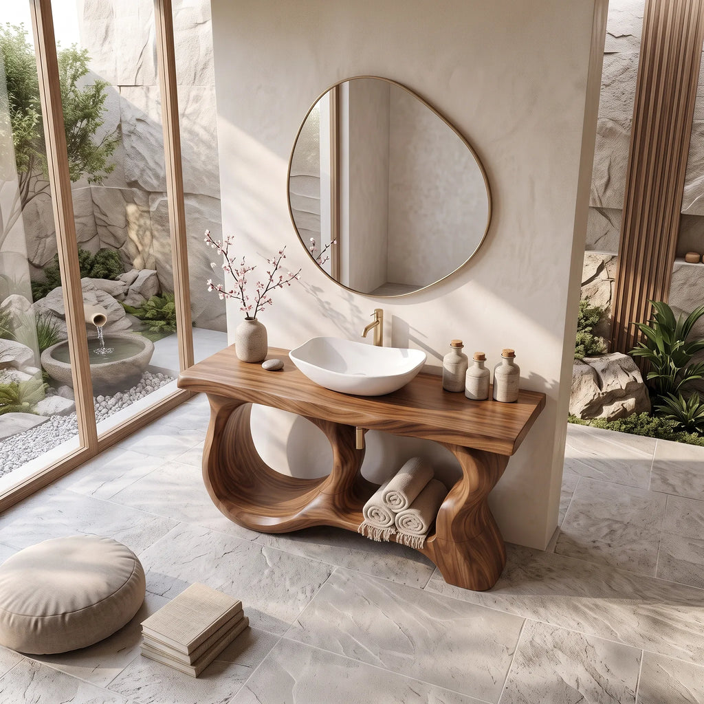 Organic Sculptural Bathroom Vanity Coastal Bathroom