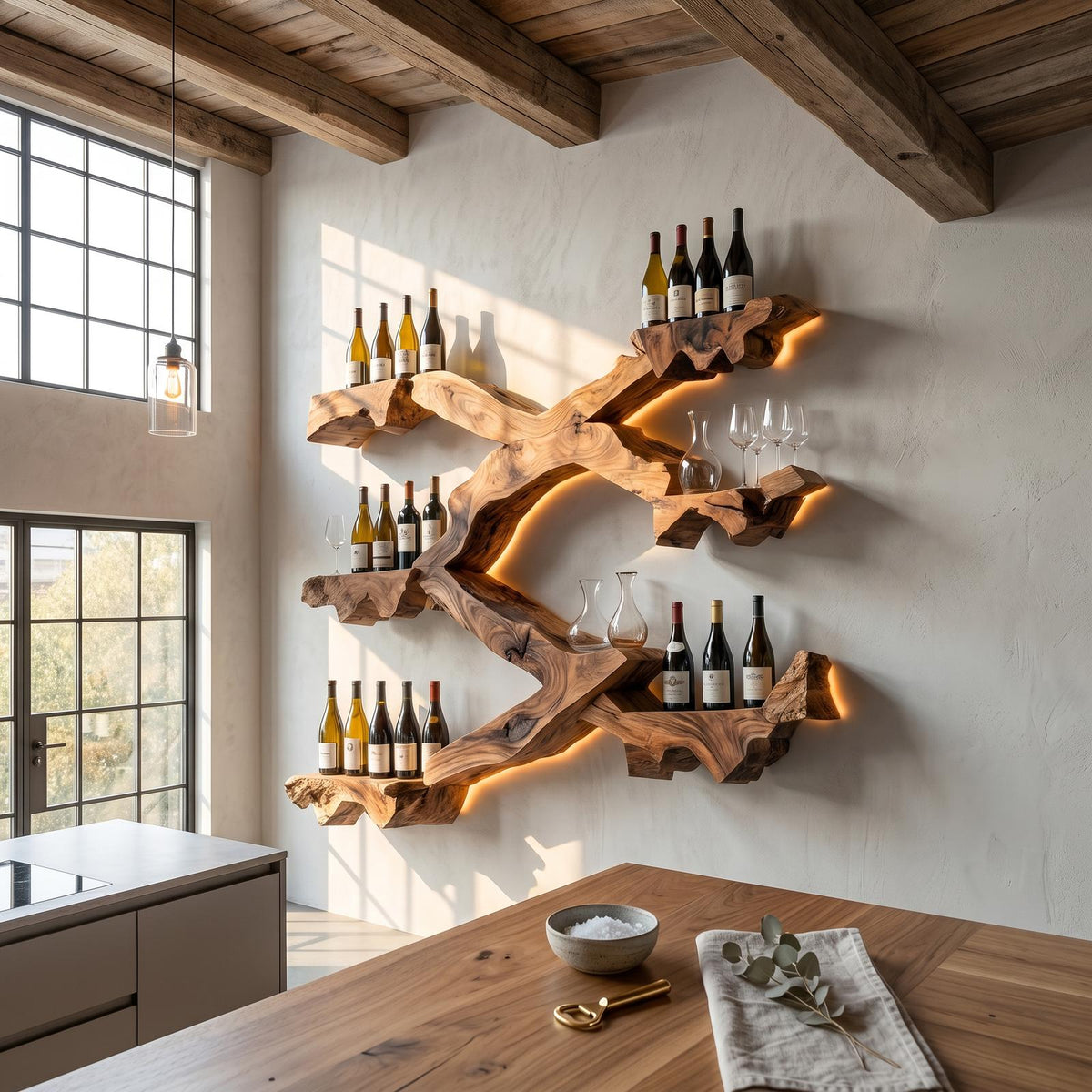 Rustic Wine Stand For Kitchen Vintage Organizer Shelf