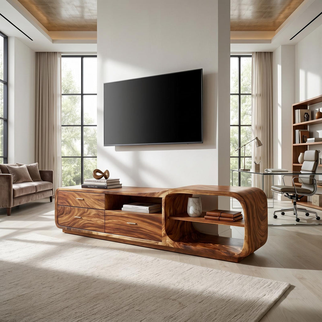 Curved Organic TV Stand Designer Residence SILDTTRTVC107