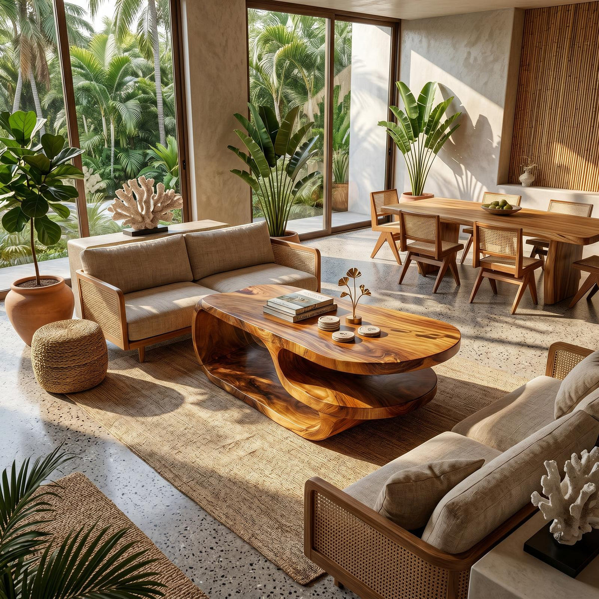 Luxury Oval Solid Wood Coffee Table, Modern Contemporary Center Table for High-End Living Room and Lounge