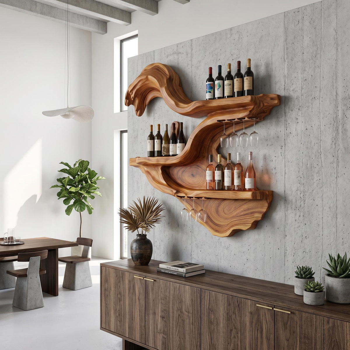Farmhouse Wall Mounted Wine Rack For Kitchen