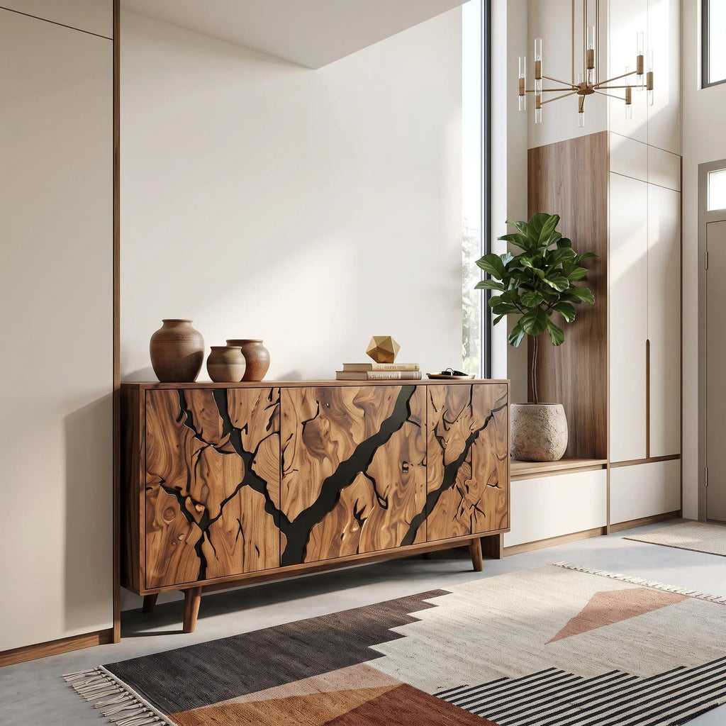 Contemporary Carved Sideboard Cabinet Entryway