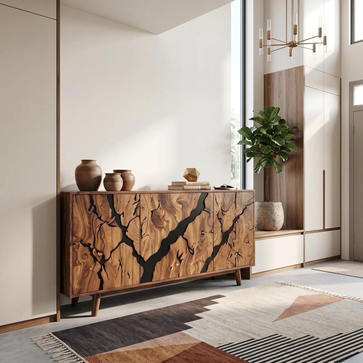 Contemporary Carved Sideboard Cabinet Entryway