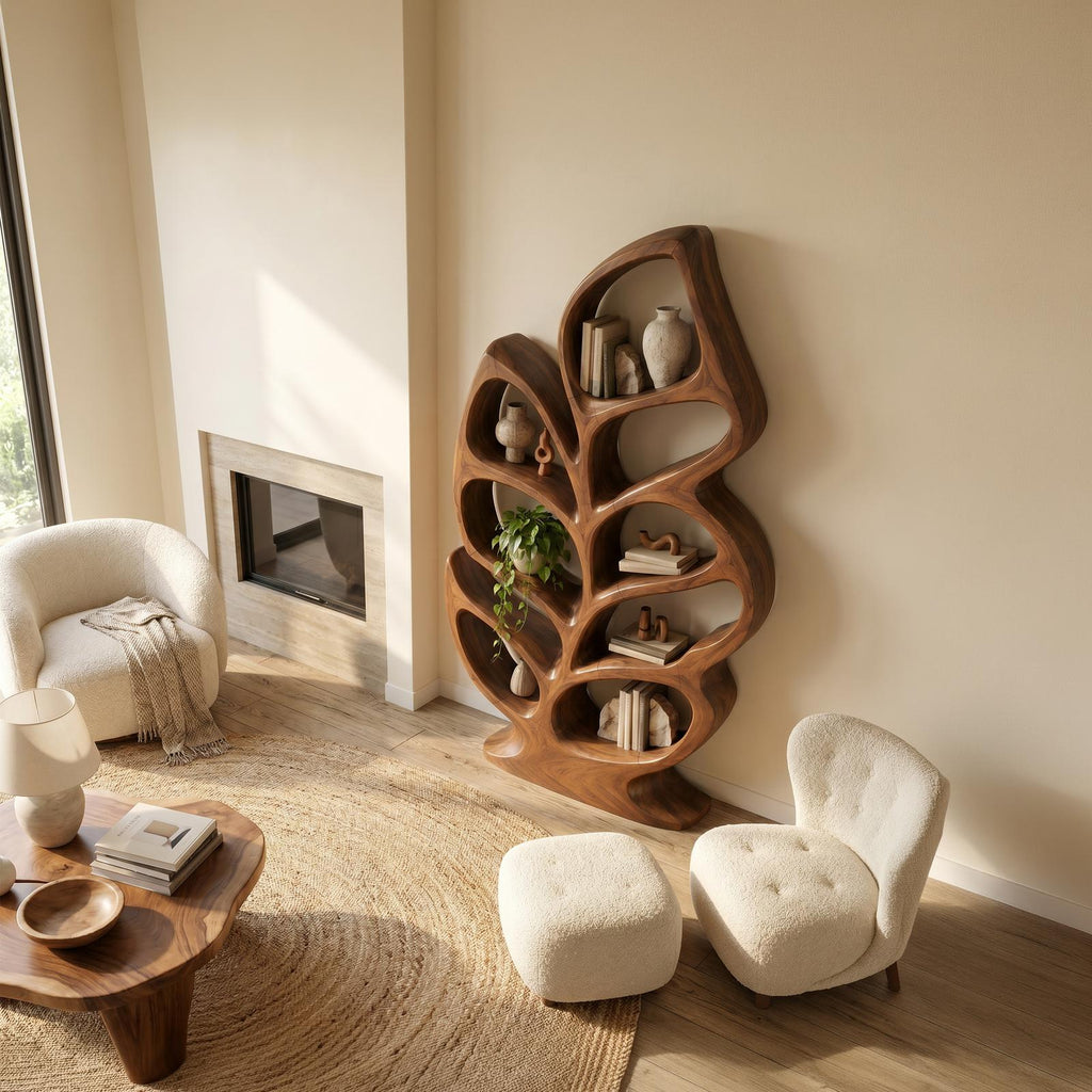 Contemporary Sculptural Bookcase For Stylish Entryway Interior SILDTTNBS045