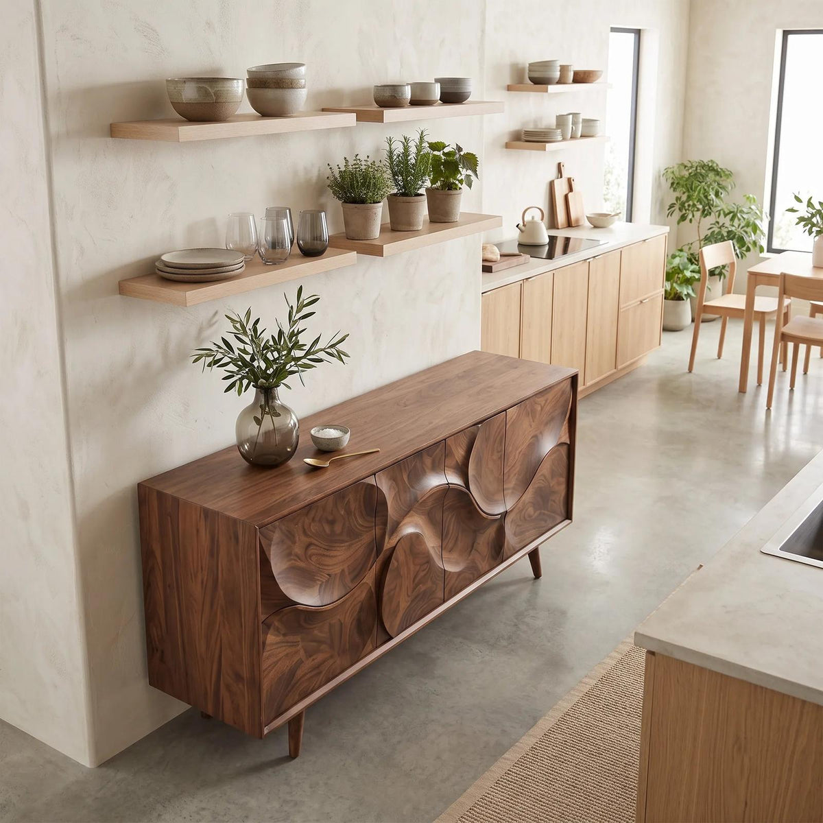 Organic Modern Buffet Cabinet with Storage Kitchen