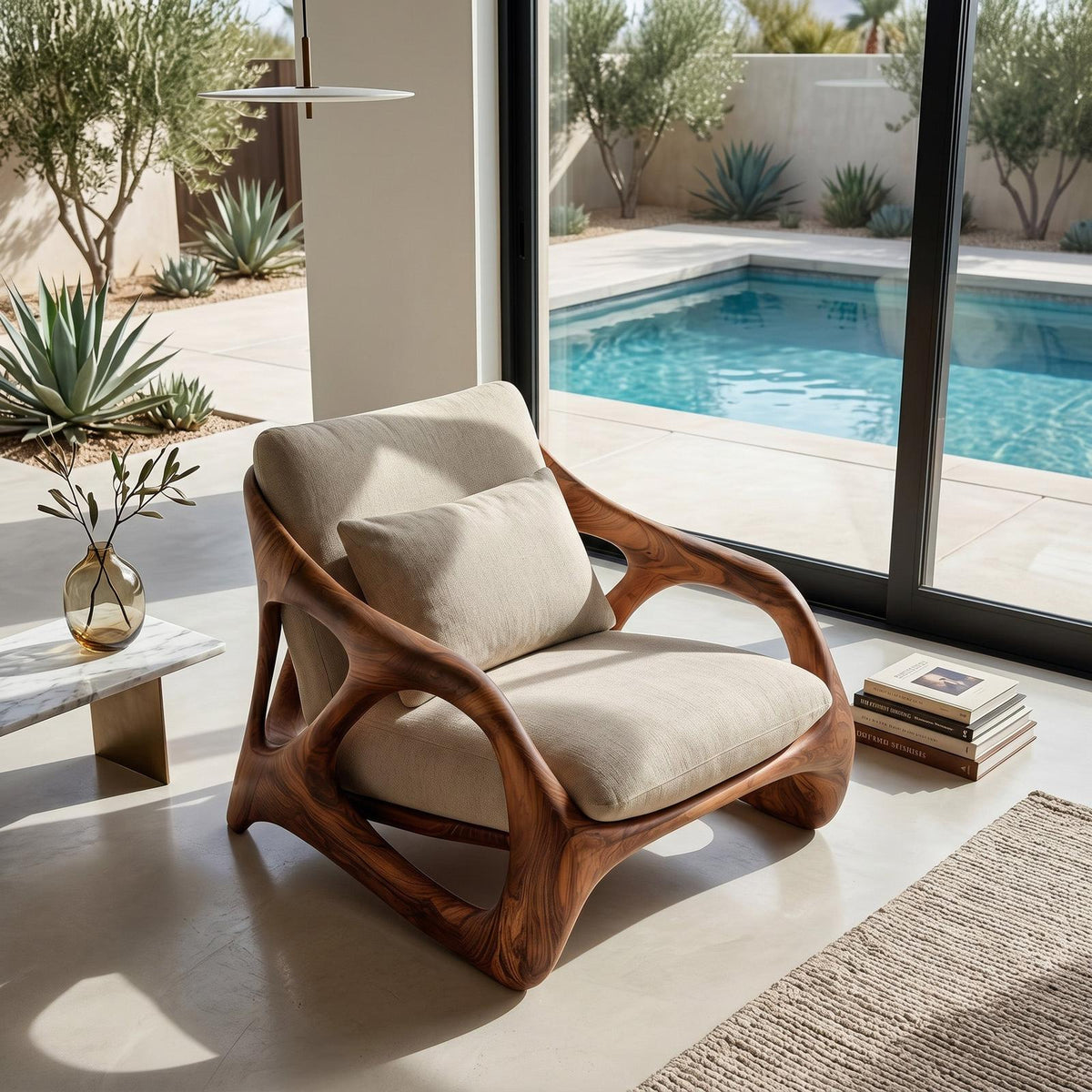 Luxury Frame Sculptural Armchair For Reading Nook